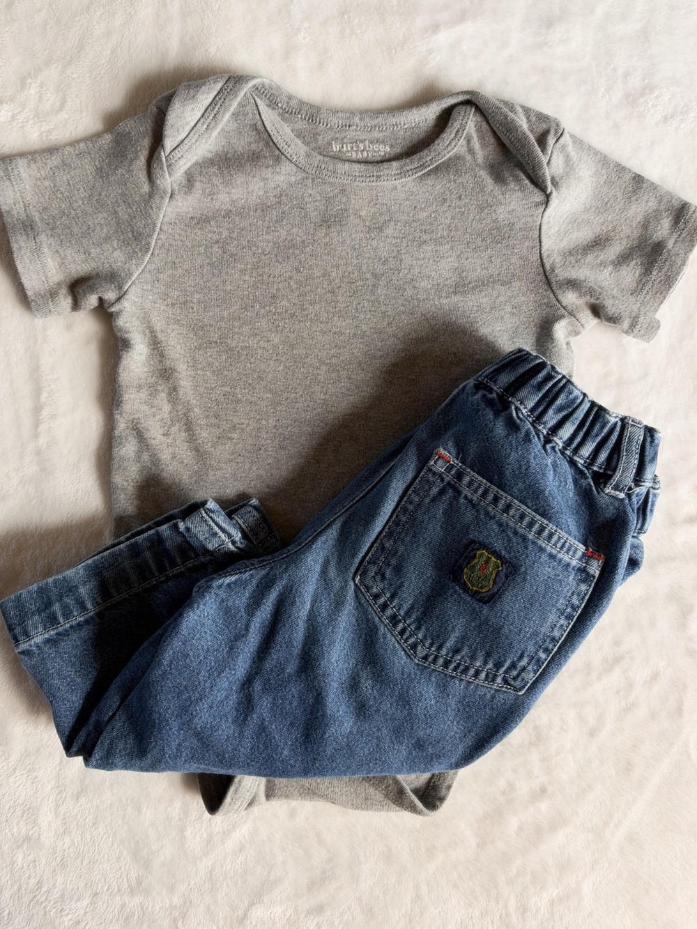 Burt’s Bees Baby Onesie & Baby Gap Jeans